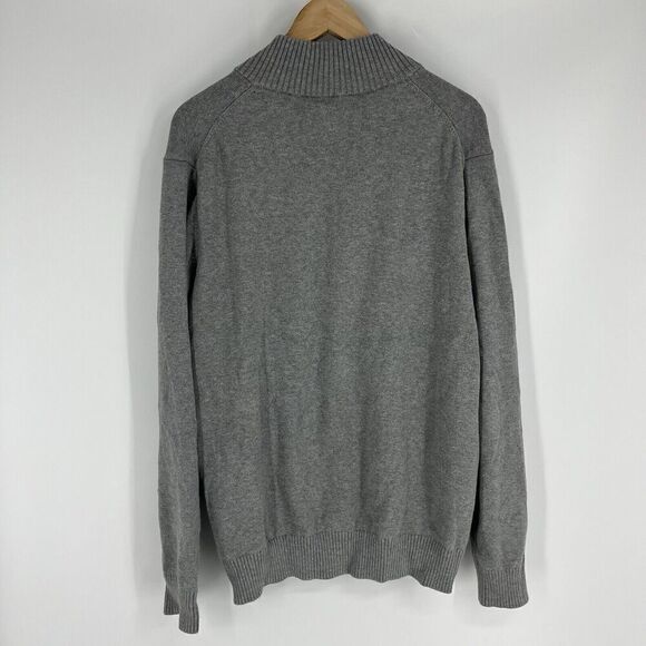 Duluth Trading Sweater Size Large Mens Gray Strongarm 1/4 Zip Mock Neck Cotton - Picture 5 of 6